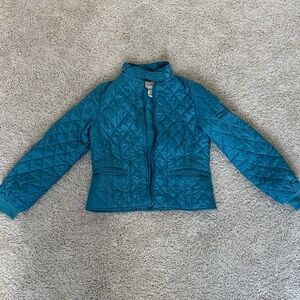L.L. Bean Teal Quilted Thinsulate Mock Collar Jacket
